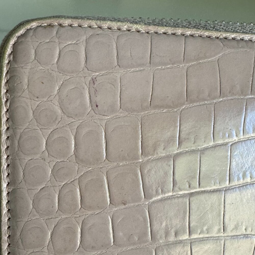 YSL Saint Laurent Monogram Croc-Embossed Zip Around Wallet Blush - Picture 7 of 13